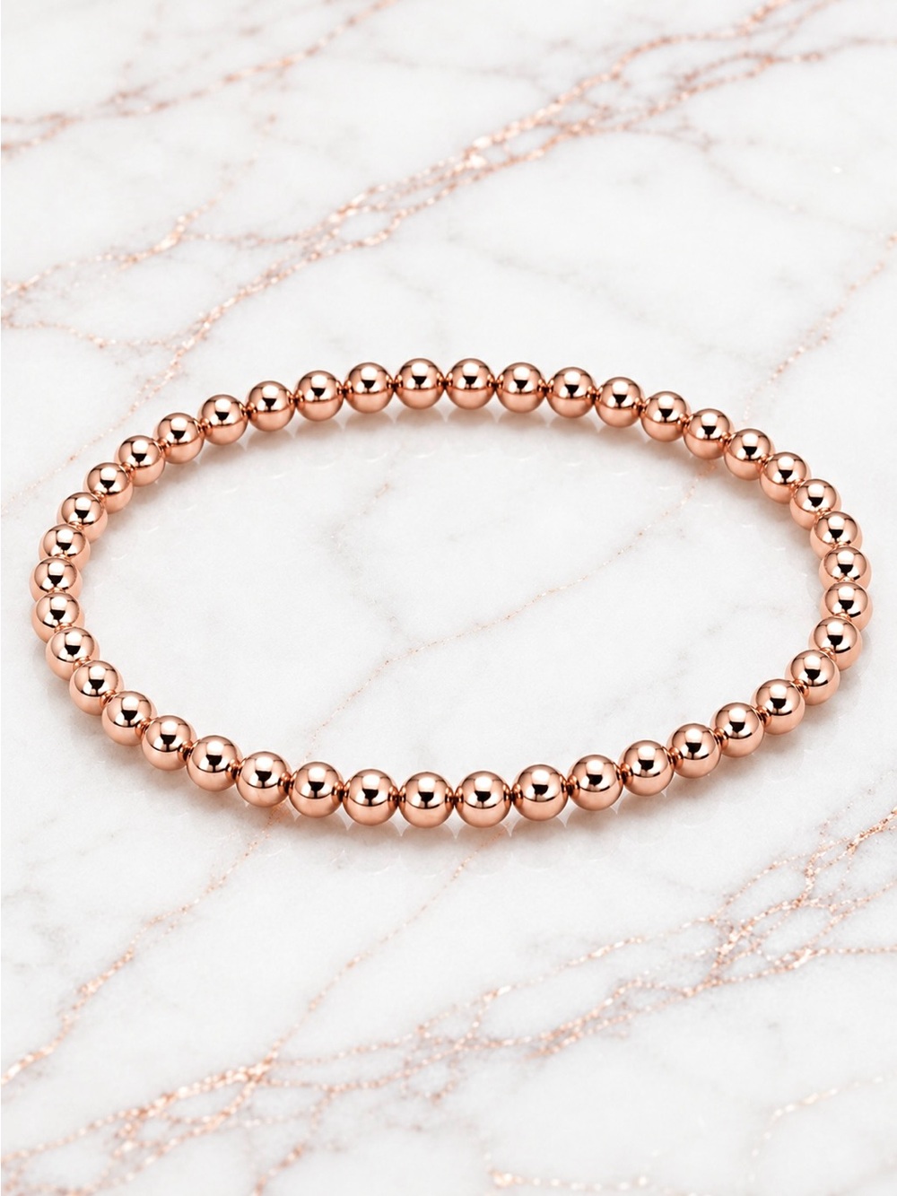 Classic 14K Rose Gold 5mm Beaded Bracelet